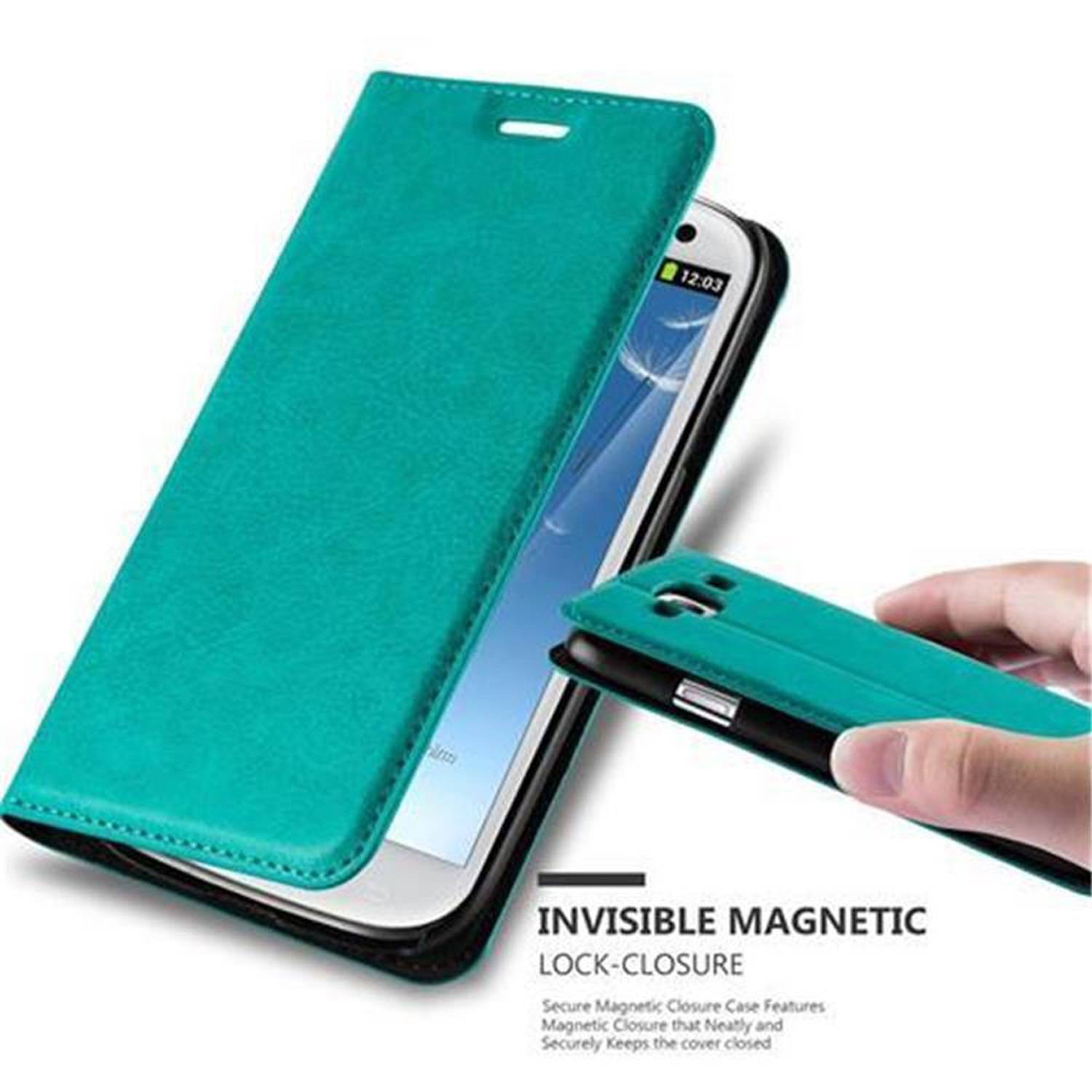 Cadorabo Hülle für Samsung Galaxy S3 / S3 NEO Schutz Hülle in Türkis Handyhülle Etui Case Cover Magnetverschluss