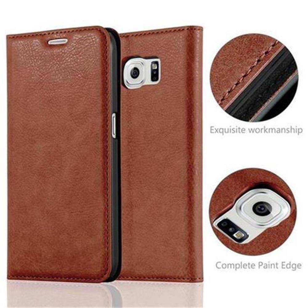 Cadorabo Hülle für Samsung Galaxy S6 Schutz Hülle in Braun Handyhülle Etui Case Cover Magnetverschluss