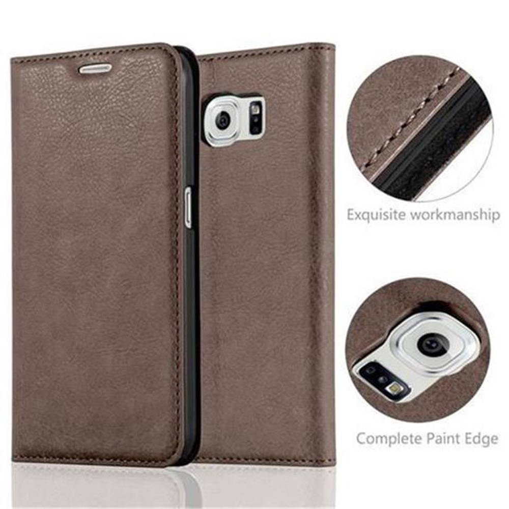 Cadorabo Hülle für Samsung Galaxy S6 Schutz Hülle in Braun Handyhülle Etui Case Cover Magnetverschluss