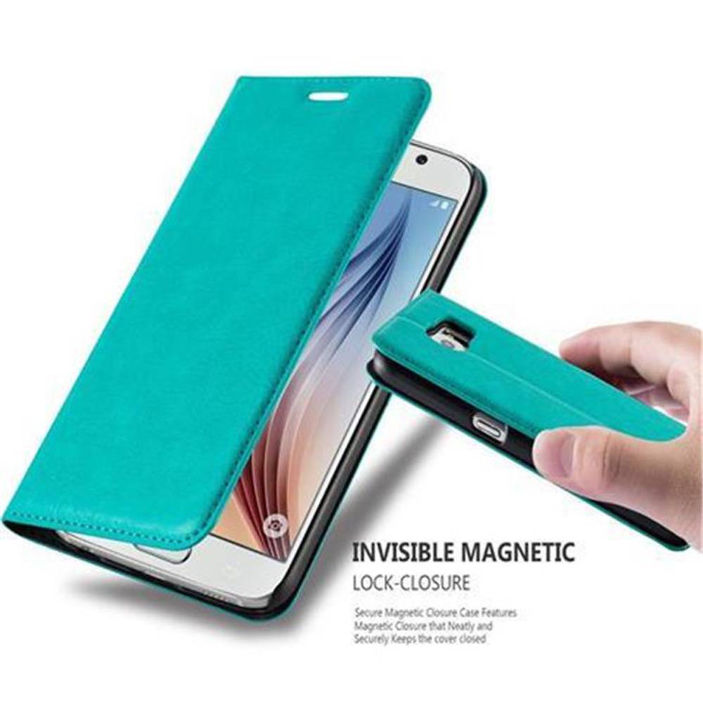 Cadorabo Hülle für Samsung Galaxy S6 Schutz Hülle in Türkis Handyhülle Etui Case Cover Magnetverschluss