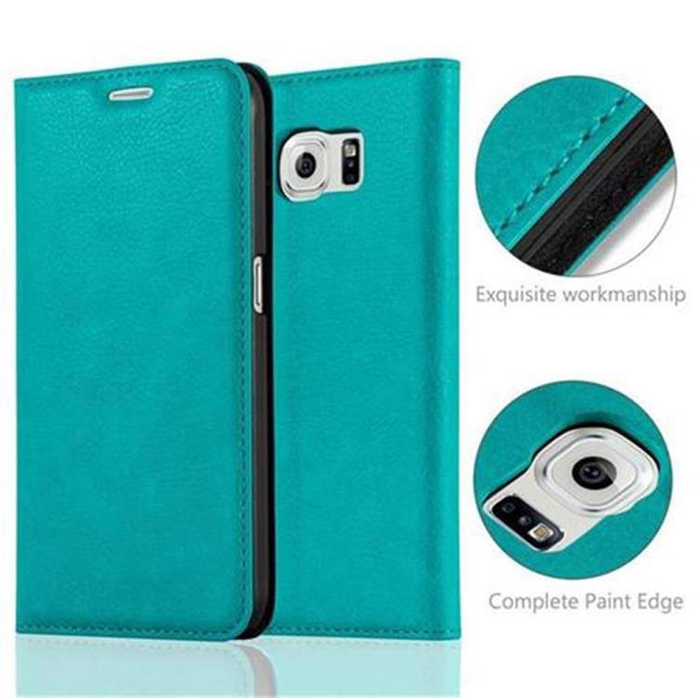 Cadorabo Hülle für Samsung Galaxy S6 Schutz Hülle in Türkis Handyhülle Etui Case Cover Magnetverschluss