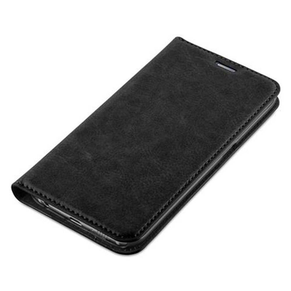 Cadorabo Hülle für Samsung Galaxy S6 EDGE Schutz Hülle in Schwarz Handyhülle Etui Case Cover Magnetverschluss