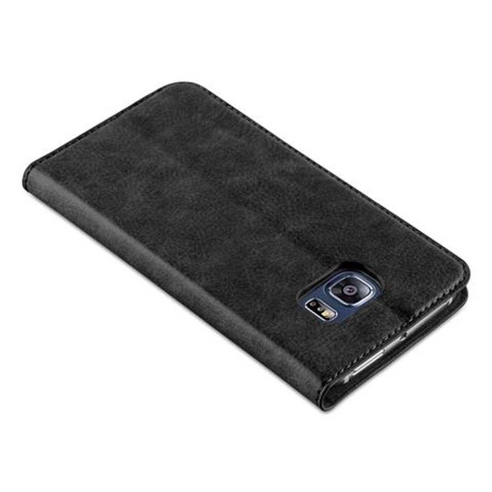 Cadorabo Hülle für Samsung Galaxy S6 EDGE Schutz Hülle in Schwarz Handyhülle Etui Case Cover Magnetverschluss