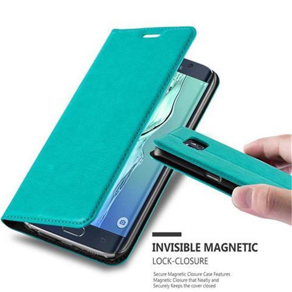 Cadorabo Hülle für Samsung Galaxy S6 EDGE Schutz Hülle in Türkis Handyhülle Etui Case Cover Magnetverschluss