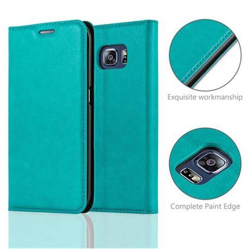 Cadorabo Hülle für Samsung Galaxy S6 EDGE Schutz Hülle in Türkis Handyhülle Etui Case Cover Magnetverschluss