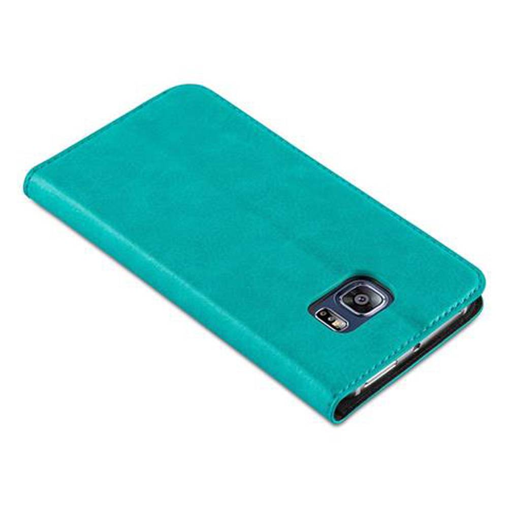 Cadorabo Hülle für Samsung Galaxy S6 EDGE Schutz Hülle in Türkis Handyhülle Etui Case Cover Magnetverschluss
