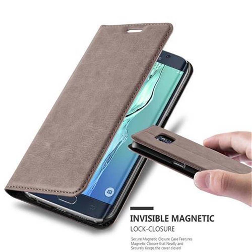 Cadorabo Hülle für Samsung Galaxy S6 EDGE Schutz Hülle in Braun Handyhülle Etui Case Cover Magnetverschluss