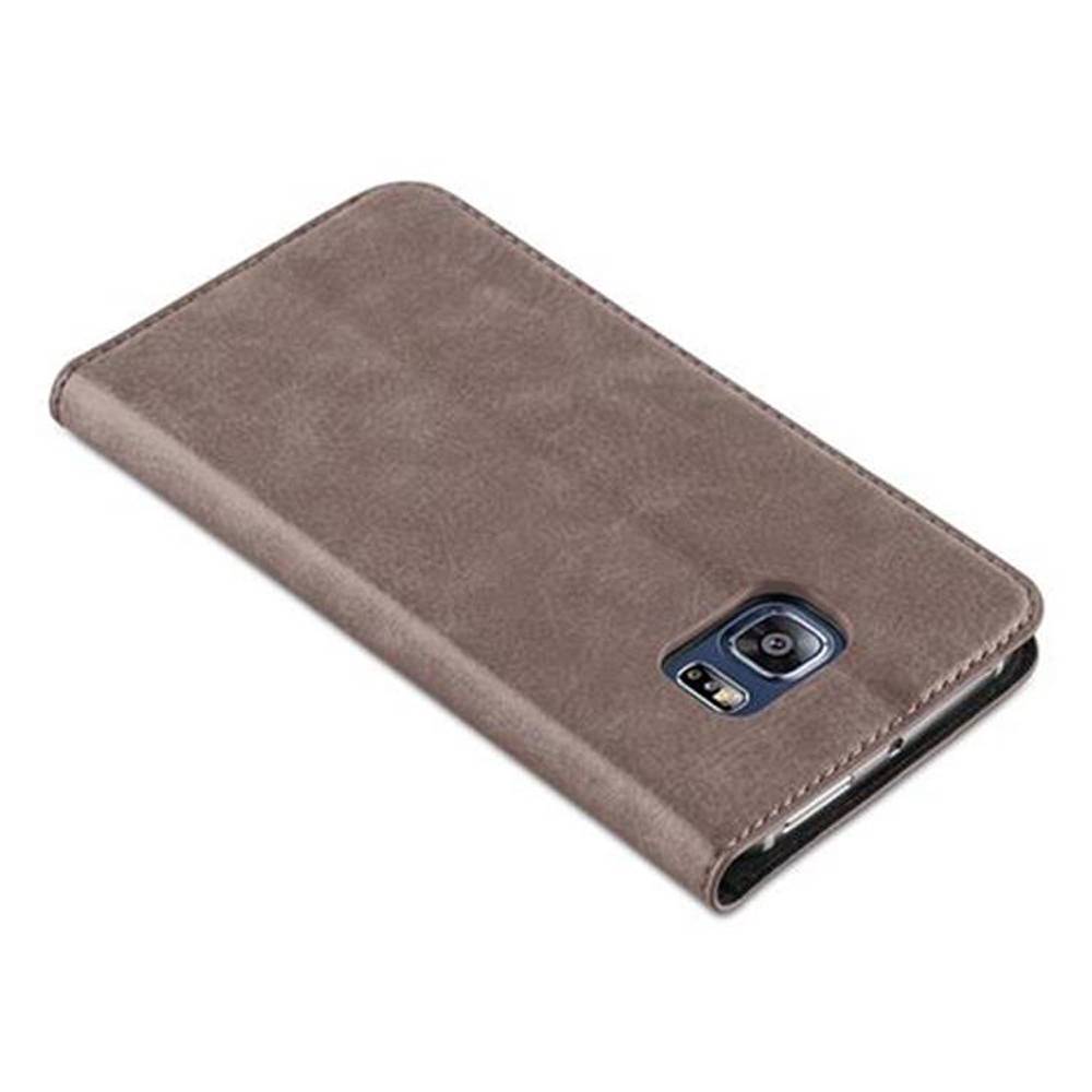 Cadorabo Hülle für Samsung Galaxy S6 EDGE Schutz Hülle in Braun Handyhülle Etui Case Cover Magnetverschluss