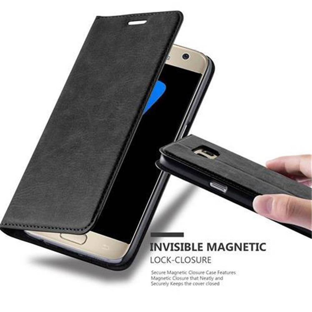 Cadorabo Hülle für Samsung Galaxy S7 Schutz Hülle in Schwarz Handyhülle Etui Case Cover Magnetverschluss