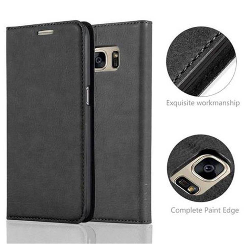 Cadorabo Hülle für Samsung Galaxy S7 Schutz Hülle in Schwarz Handyhülle Etui Case Cover Magnetverschluss
