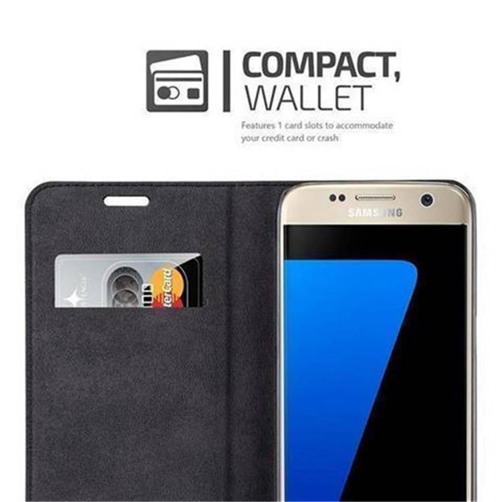 Cadorabo Hülle für Samsung Galaxy S7 Schutz Hülle in Schwarz Handyhülle Etui Case Cover Magnetverschluss