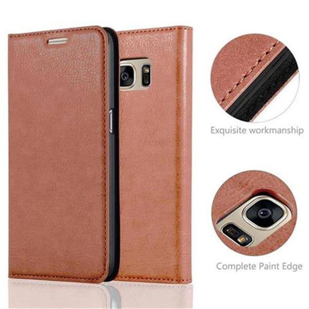 Cadorabo Hülle für Samsung Galaxy S7 Schutz Hülle in Braun Handyhülle Etui Case Cover Magnetverschluss