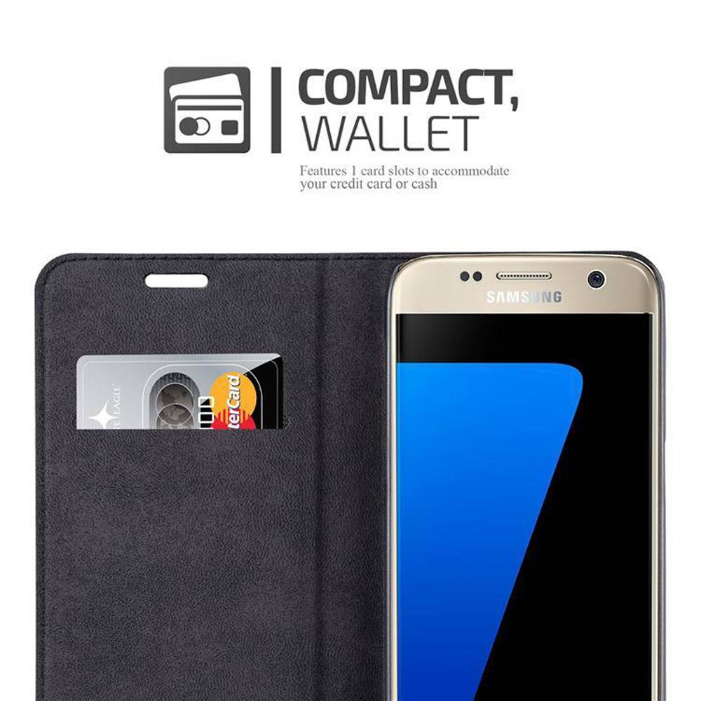 Cadorabo Hülle für Samsung Galaxy S7 Schutz Hülle in Braun Handyhülle Etui Case Cover Magnetverschluss