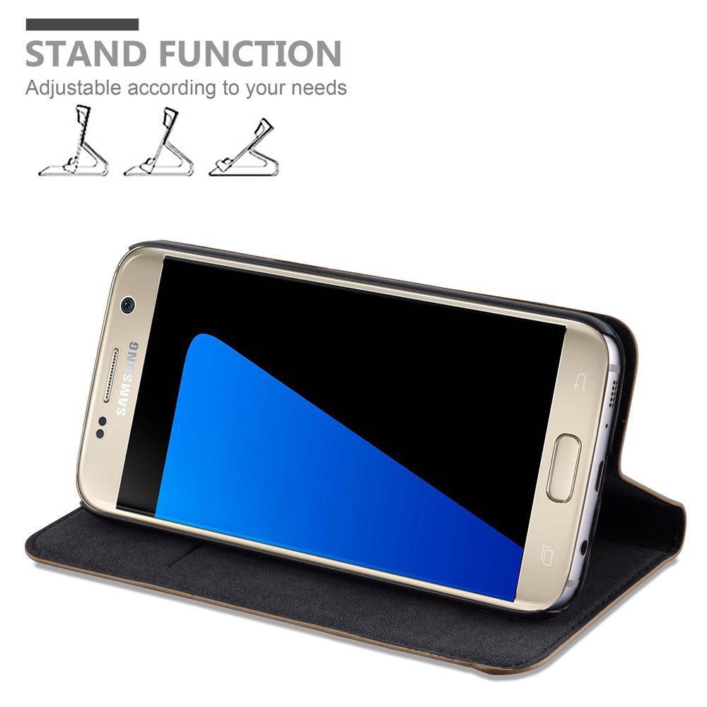 Cadorabo Hülle für Samsung Galaxy S7 Schutz Hülle in Braun Handyhülle Etui Case Cover Magnetverschluss
