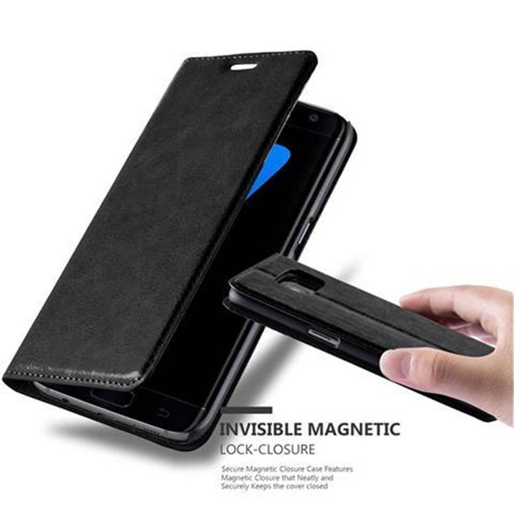 Cadorabo Hülle für Samsung Galaxy S7 EDGE Schutz Hülle in Schwarz Handyhülle Etui Case Cover Magnetverschluss