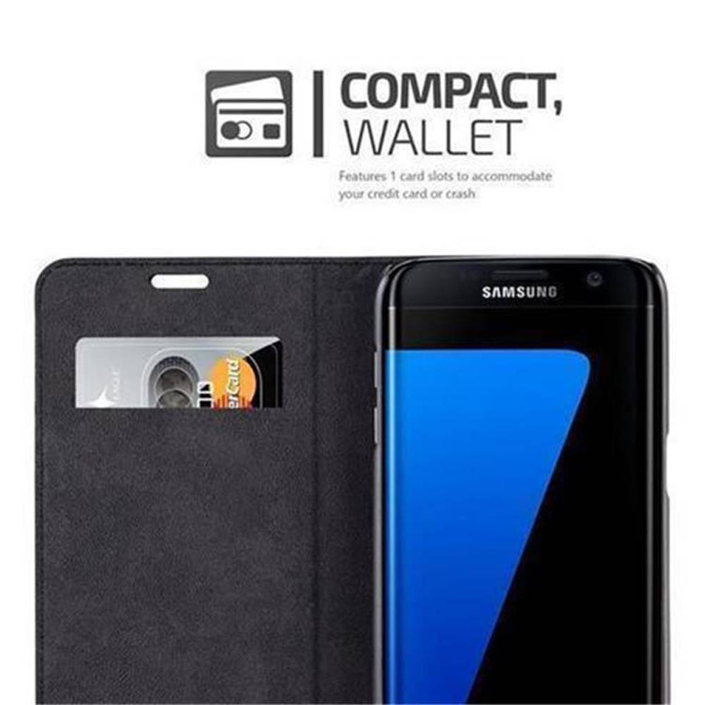 Cadorabo Hülle für Samsung Galaxy S7 EDGE Schutz Hülle in Schwarz Handyhülle Etui Case Cover Magnetverschluss
