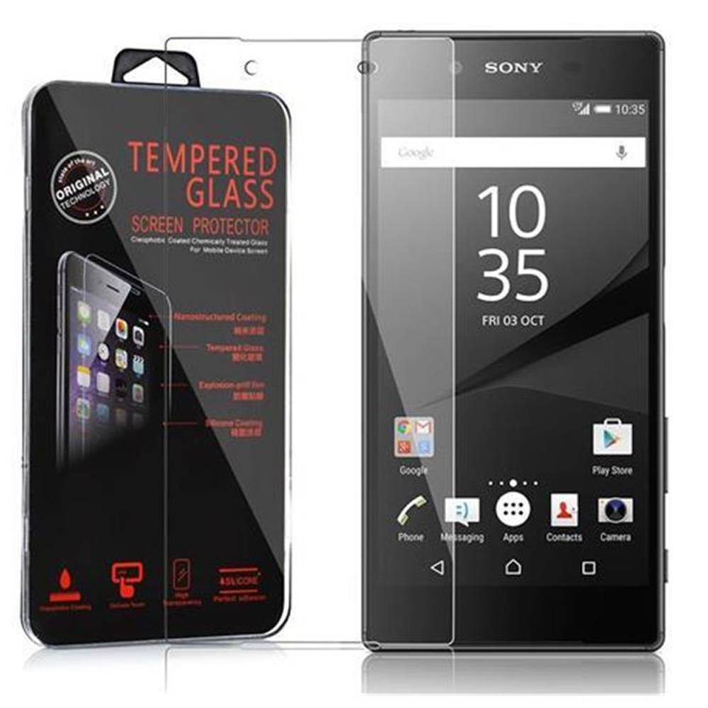 Cadorabo Panzer Folie für Sony Xperia Z5 Schutzfolie in Transparent Gehärtetes Tempered Display-Schutzglas