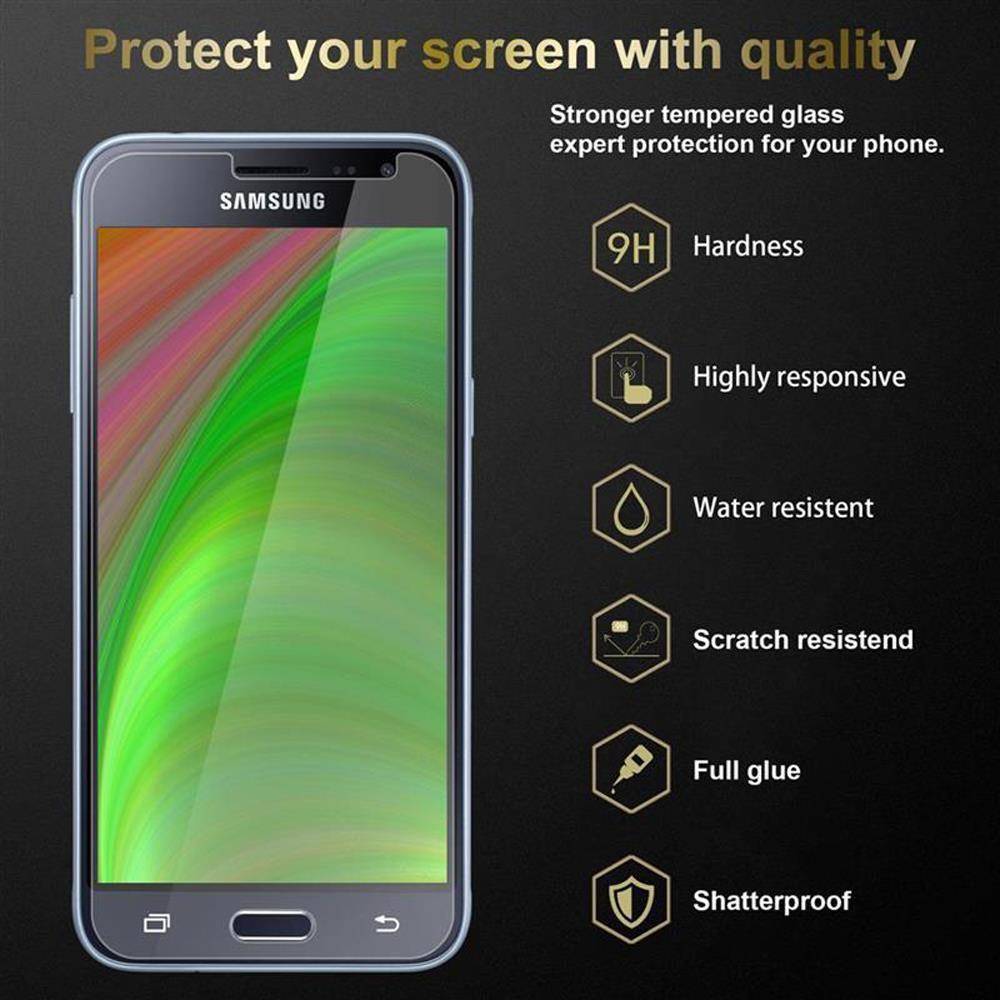 Cadorabo Panzer Folie für Samsung Galaxy J3 Schutzfolie in Transparent Gehärtetes Tempered Display-Schutzglas