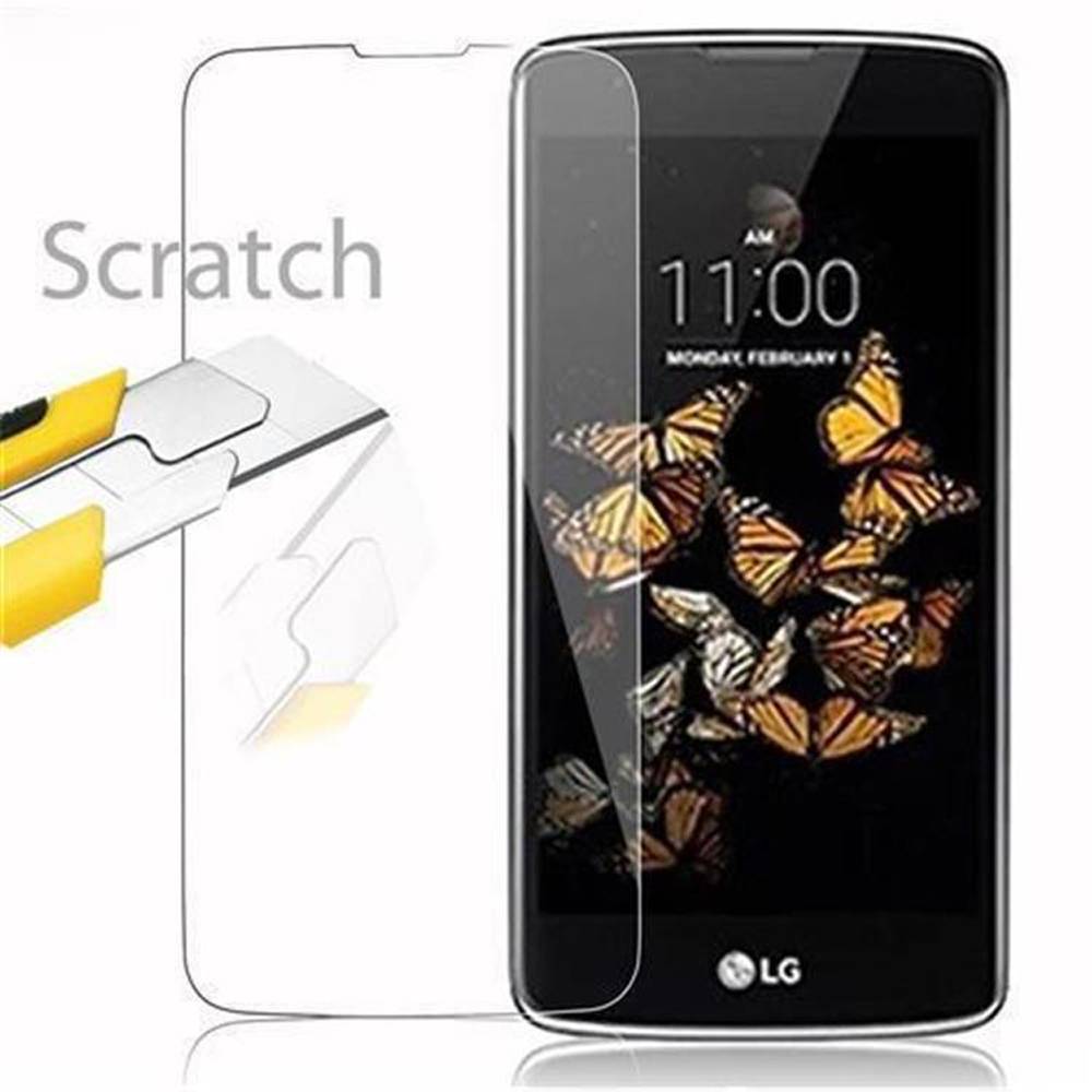 Cadorabo Panzer Folie für LG K10 2016 Schutzfolie in Transparent Gehärtetes Tempered Display-Schutzglas