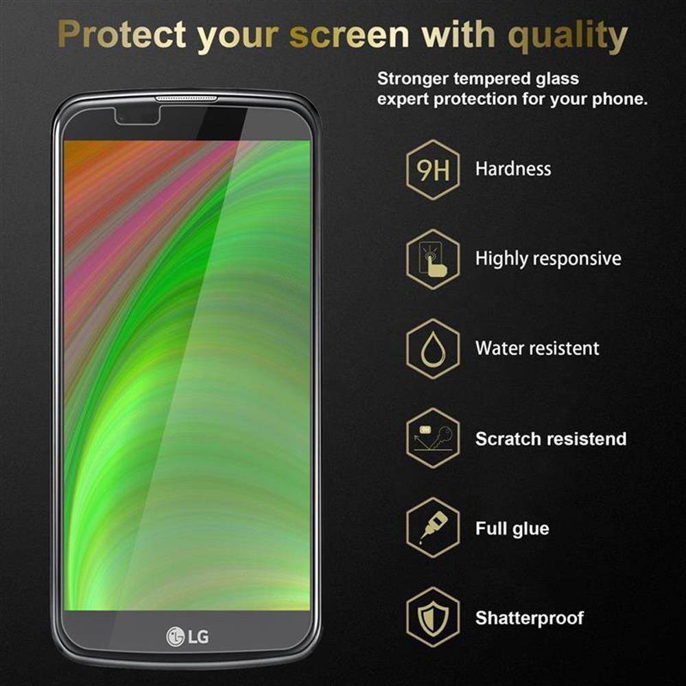Cadorabo Panzer Folie für LG K10 2016 Schutzfolie in Transparent Gehärtetes Tempered Display-Schutzglas