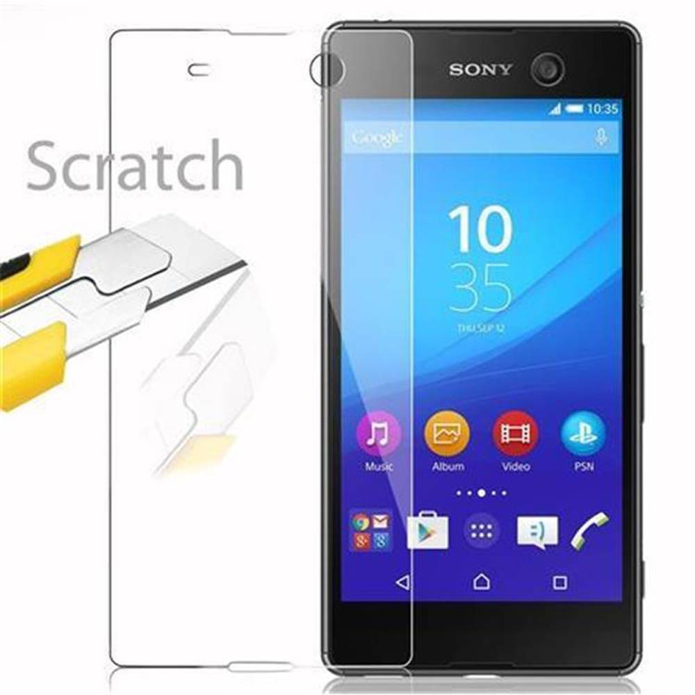 Cadorabo Panzer Folie für Sony Xperia M5 Schutzfolie in Transparent Gehärtetes Tempered Display-Schutzglas