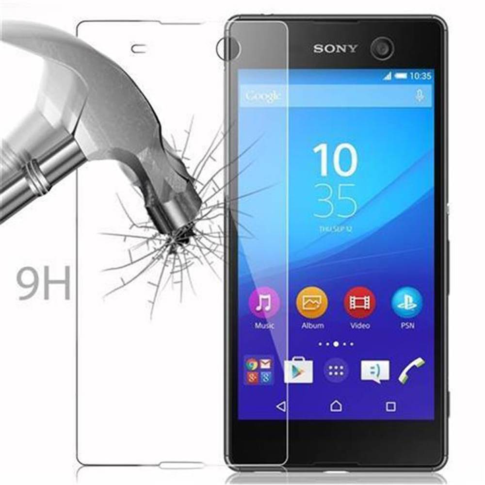 Cadorabo Panzer Folie für Sony Xperia M5 Schutzfolie in Transparent Gehärtetes Tempered Display-Schutzglas