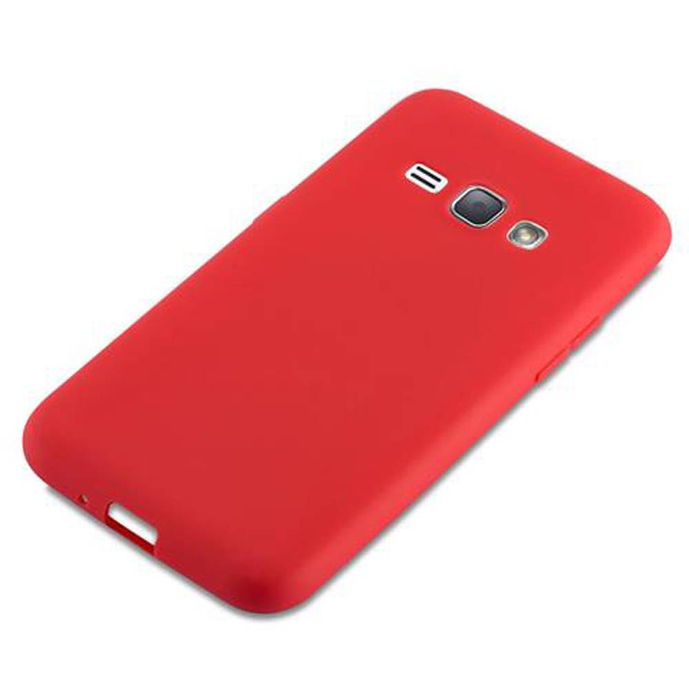 Cadorabo Hülle für Samsung Galaxy J1 2016 Schutzhülle in Rot Handyhülle TPU Silikon Etui Case Cover