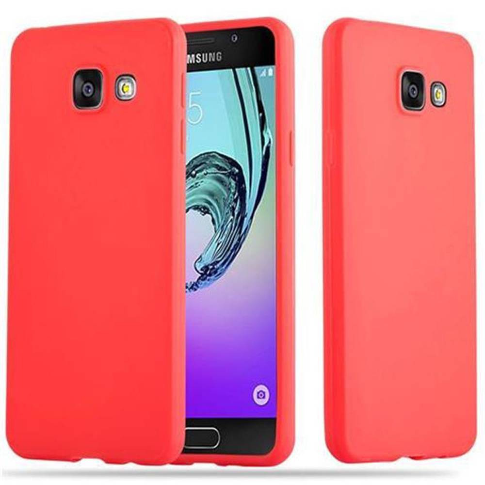Cadorabo Hülle für Samsung Galaxy A3 2016 Schutzhülle in Rot Handyhülle TPU Silikon Etui Case Cover