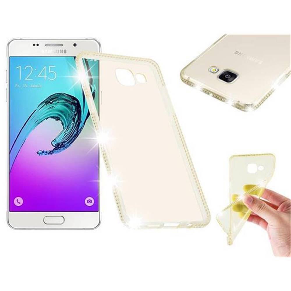 Cadorabo Hülle für Samsung Galaxy A5 2016 Schutz Hülle in Gelb Case Cover TPU Silikon Strass Handyhülle Etui