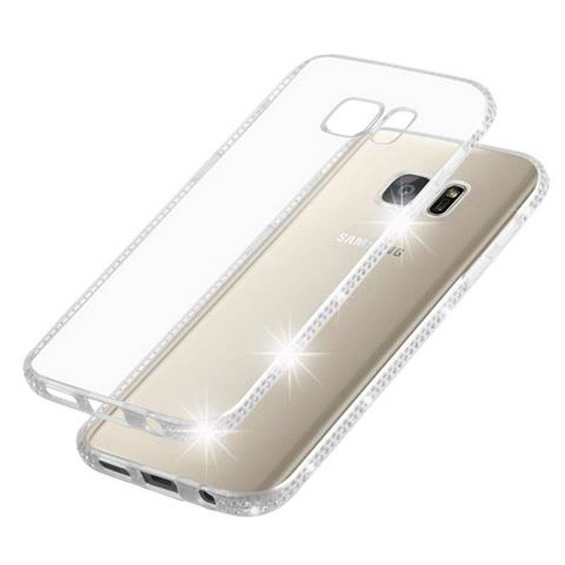 Cadorabo Hülle für Samsung Galaxy S7 - TRANSPARENT WEIß – aus TPU Silikon im Strass Design