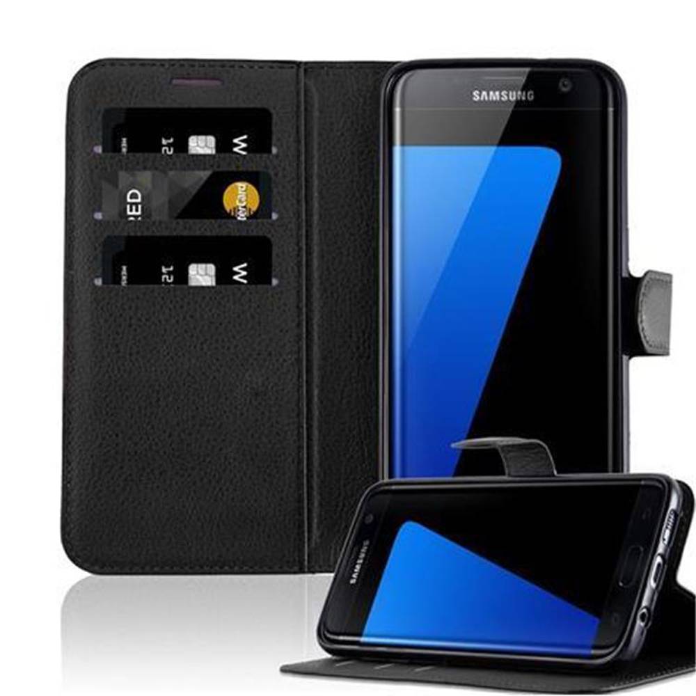 Cadorabo Hülle für Samsung Galaxy S7 EDGE Schutz Hülle in Schwarz Handyhülle Etui Case Cover Magnetverschluss