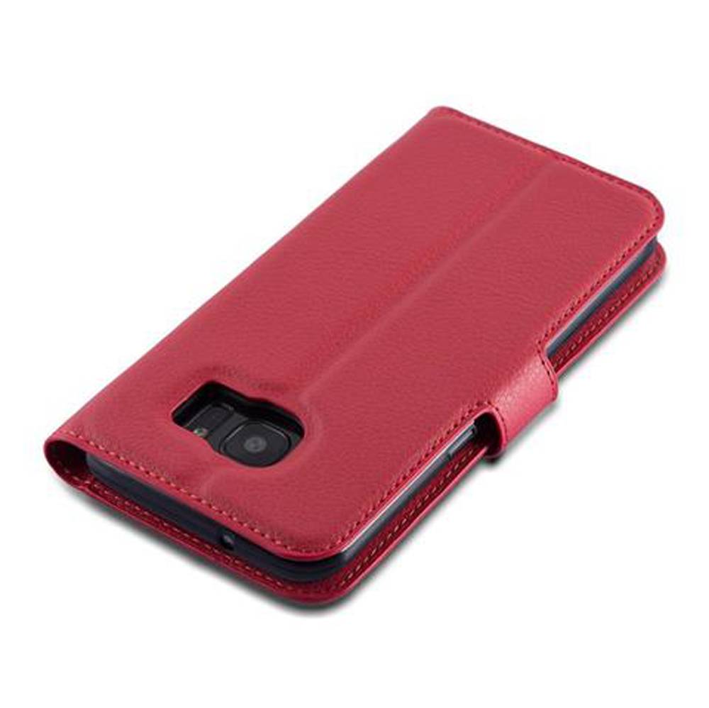 Cadorabo Hülle für Samsung Galaxy S7 EDGE Schutz Hülle in Rot Handyhülle Etui Case Cover Magnetverschluss