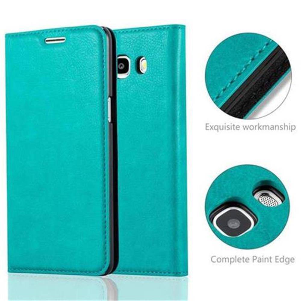 Cadorabo Hülle für Samsung Galaxy J5 2016 Schutz Hülle in Türkis Handyhülle Etui Case Cover Magnetverschluss