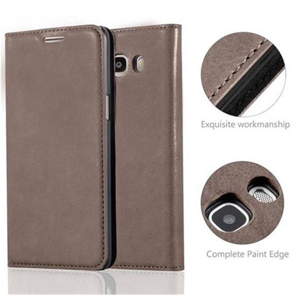Cadorabo Hülle für Samsung Galaxy J5 2016 Schutz Hülle in Braun Handyhülle Etui Case Cover Magnetverschluss