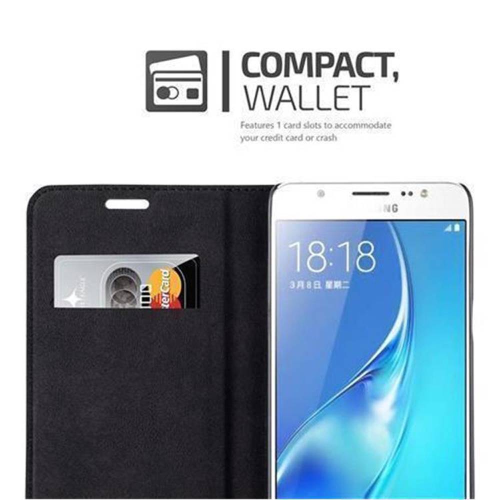 Cadorabo Hülle für Samsung Galaxy J5 2016 Schutz Hülle in Braun Handyhülle Etui Case Cover Magnetverschluss