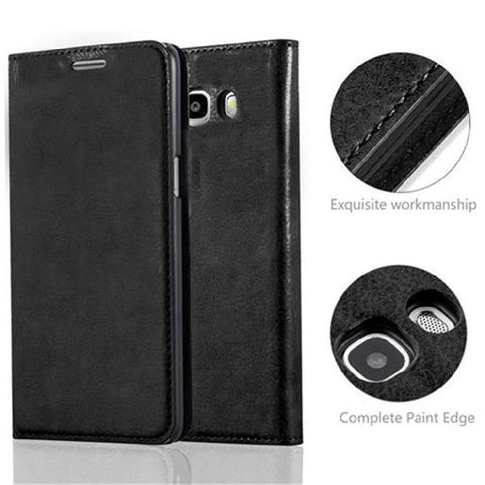 Cadorabo Hülle für Samsung Galaxy J5 2016 Schutz Hülle in Schwarz Handyhülle Etui Case Cover Magnetverschluss
