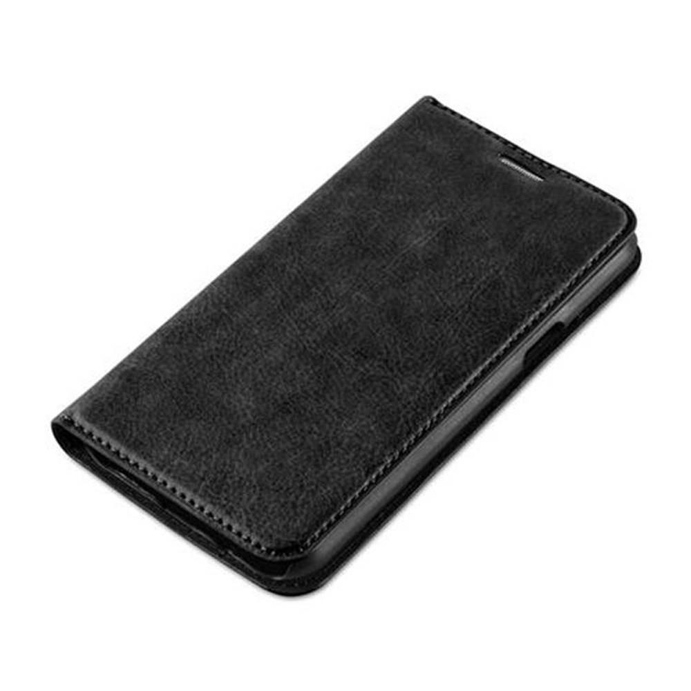 Cadorabo Hülle für Samsung Galaxy J5 2015 Schutz Hülle in Schwarz Handyhülle Etui Case Cover Magnetverschluss