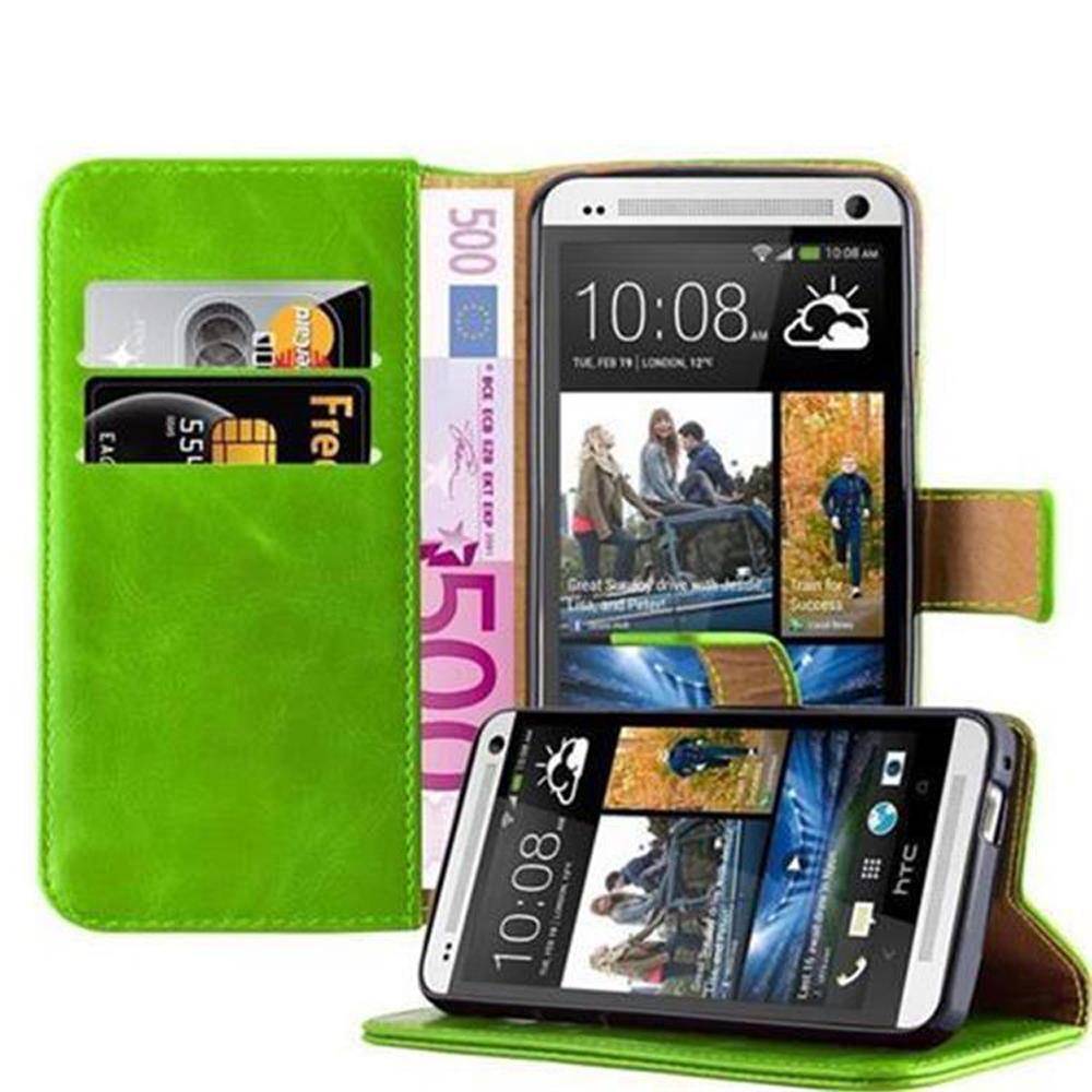 Cadorabo Hülle für HTC ONE M7 Schutzhülle in Grün Handyhülle Book Tasche Case Etui Luxury