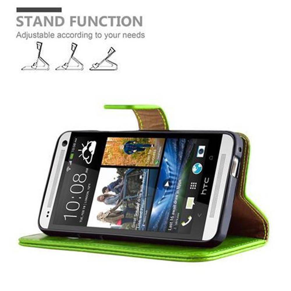 Cadorabo Hülle für HTC ONE M7 Schutzhülle in Grün Handyhülle Book Tasche Case Etui Luxury