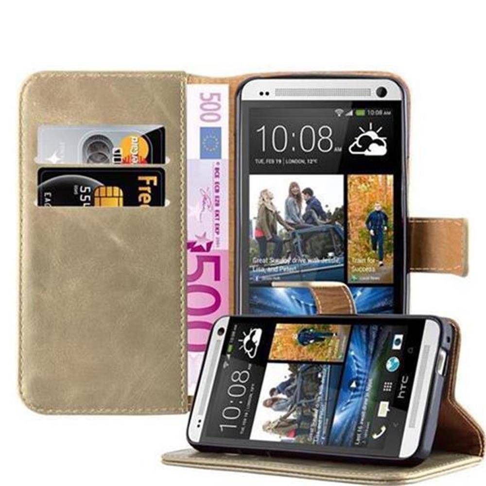 Cadorabo Hülle für HTC ONE M7 Schutzhülle in Braun Handyhülle Book Tasche Case Etui Luxury