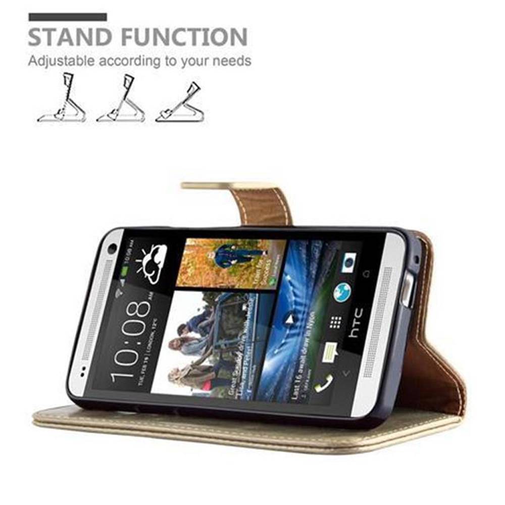 Cadorabo Hülle für HTC ONE M7 Schutzhülle in Braun Handyhülle Book Tasche Case Etui Luxury