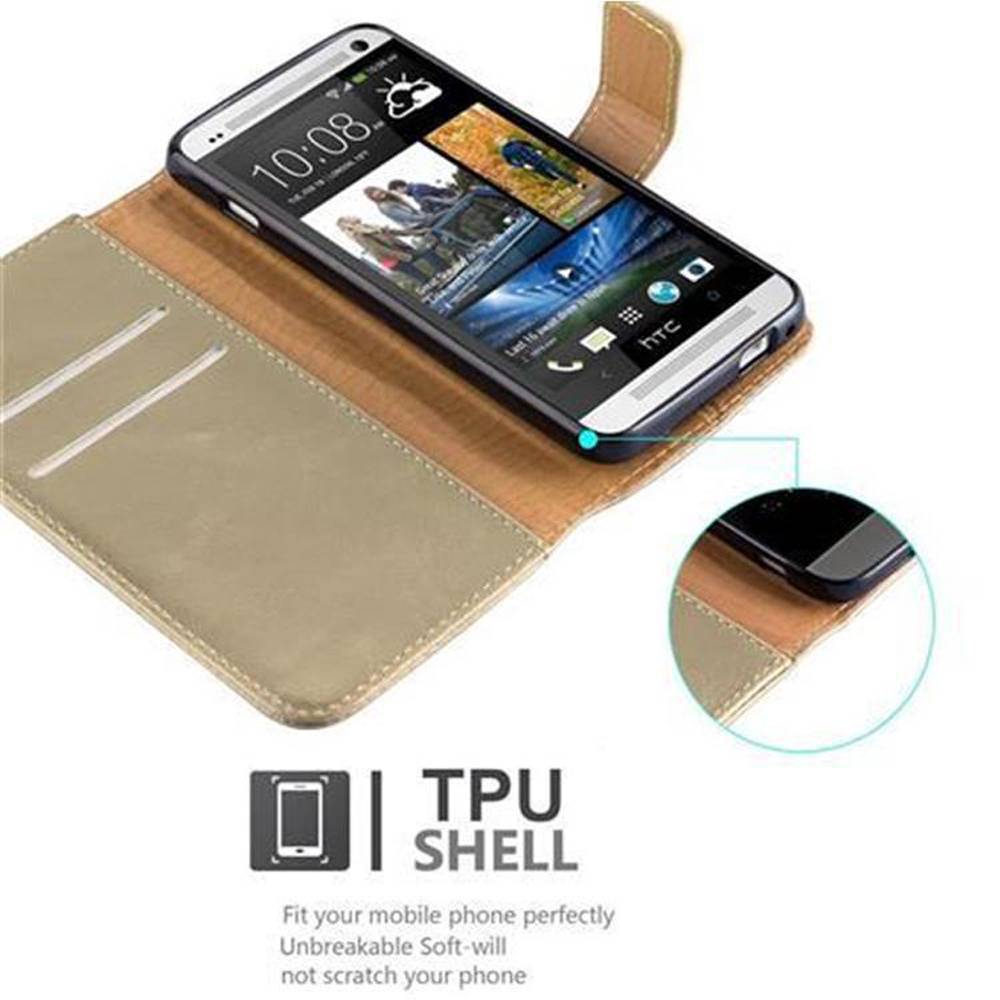Cadorabo Hülle für HTC ONE M7 Schutzhülle in Braun Handyhülle Book Tasche Case Etui Luxury