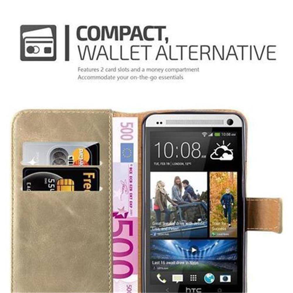 Cadorabo Hülle für HTC ONE M7 Schutzhülle in Braun Handyhülle Book Tasche Case Etui Luxury