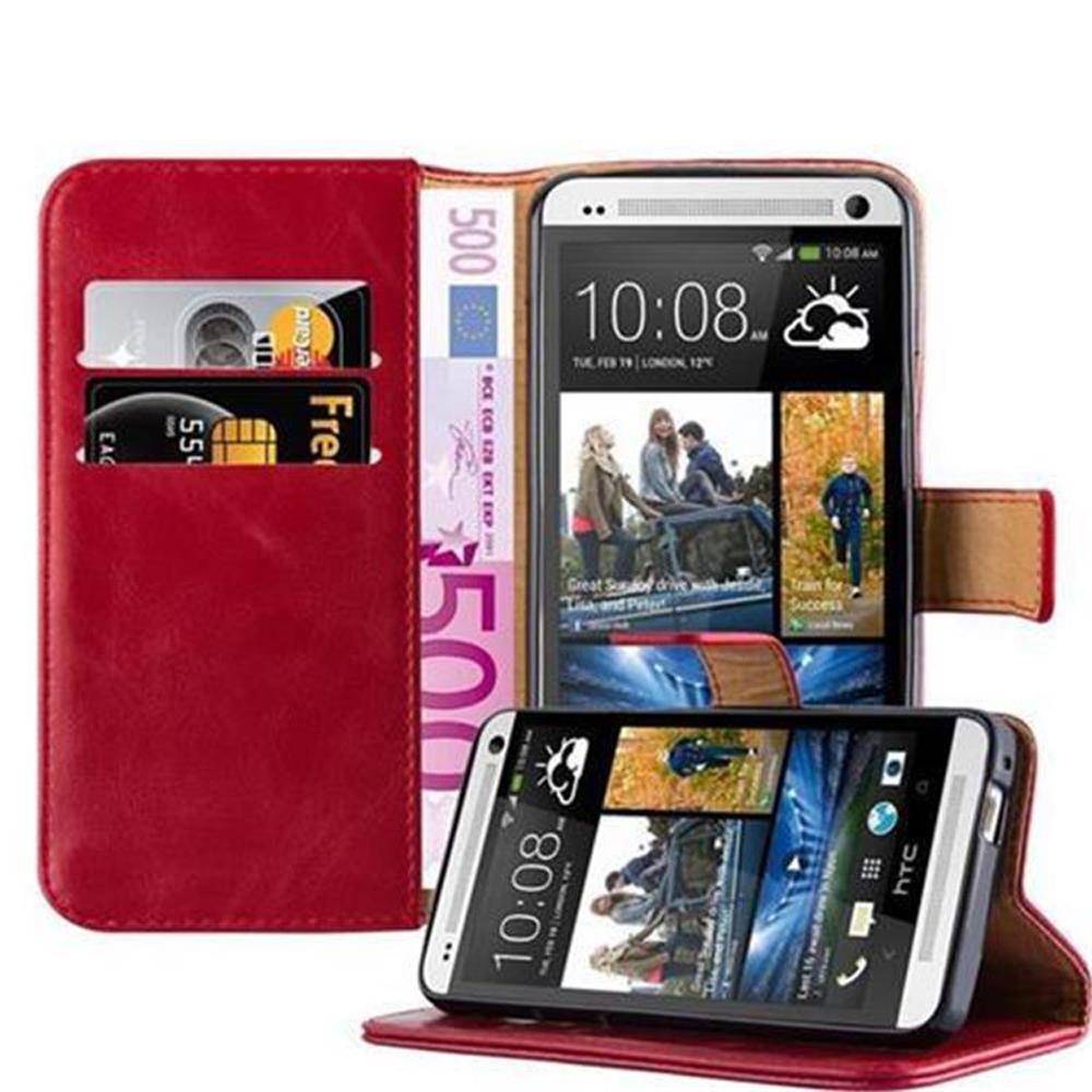 Cadorabo Hülle für HTC ONE M7 Schutzhülle in Rot Handyhülle Book Tasche Case Etui Luxury