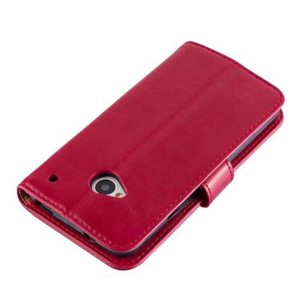 Cadorabo Hülle für HTC ONE M7 Schutzhülle in Rot Handyhülle Book Tasche Case Etui Luxury