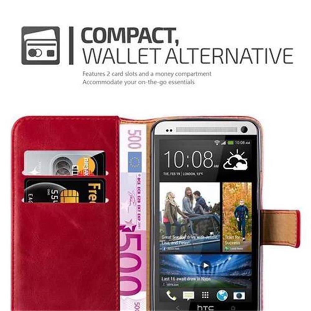 Cadorabo Hülle für HTC ONE M7 Schutzhülle in Rot Handyhülle Book Tasche Case Etui Luxury