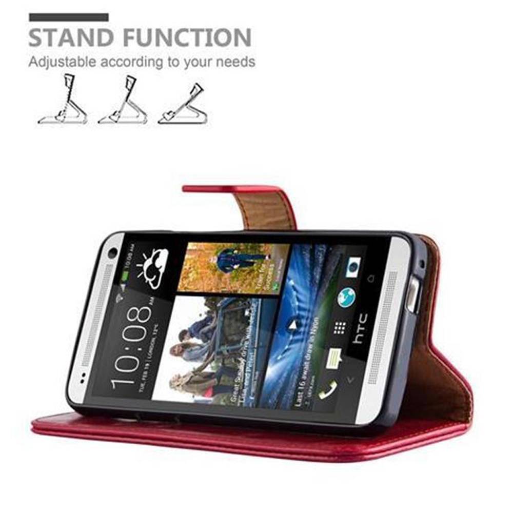 Cadorabo Hülle für HTC ONE M7 Schutzhülle in Rot Handyhülle Book Tasche Case Etui Luxury