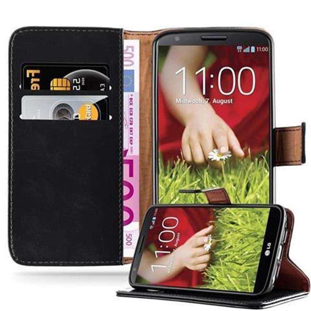 Cadorabo Hülle für LG G2 Schutzhülle in Schwarz Handyhülle Book Tasche Case Etui Luxury