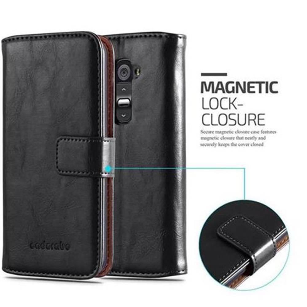 Cadorabo Hülle für LG G2 Schutzhülle in Schwarz Handyhülle Book Tasche Case Etui Luxury
