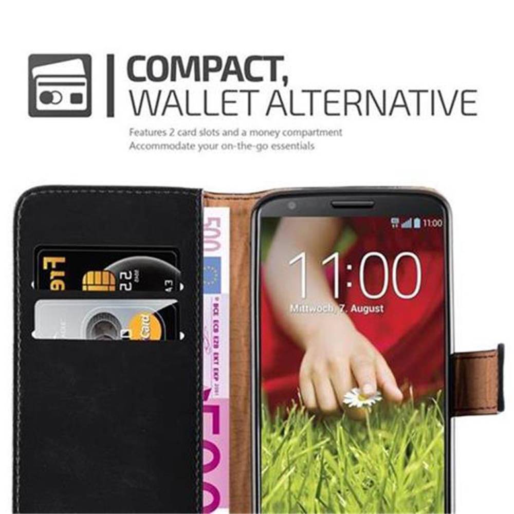 Cadorabo Hülle für LG G2 Schutzhülle in Schwarz Handyhülle Book Tasche Case Etui Luxury